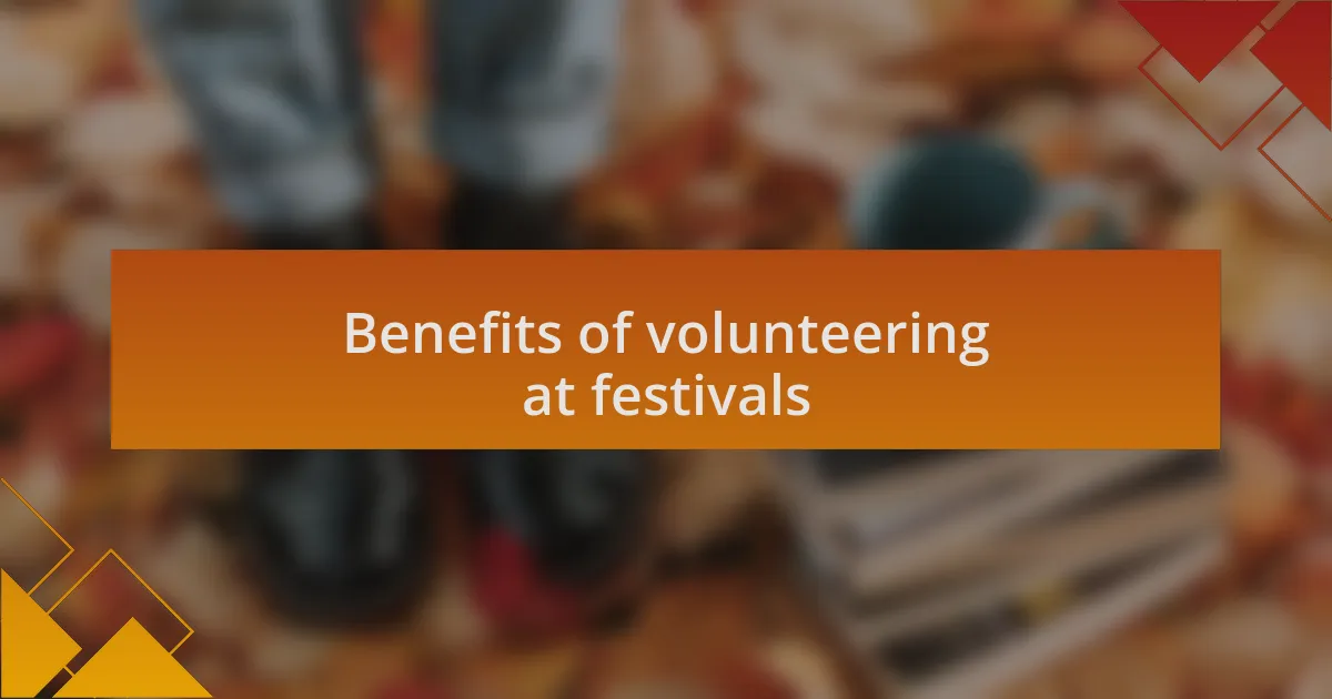Benefits of volunteering at festivals
