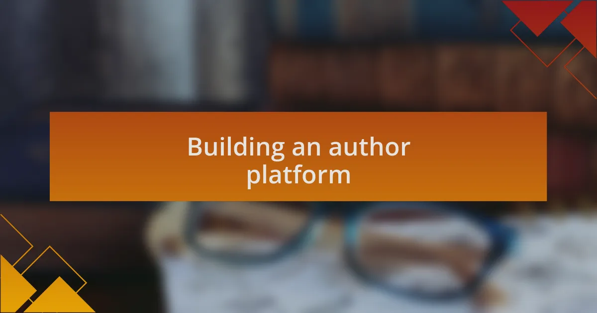 Building an author platform