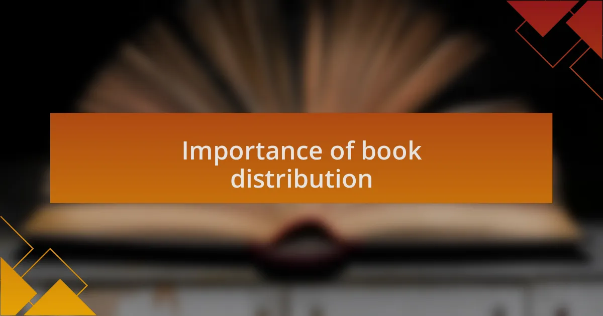 Importance of book distribution