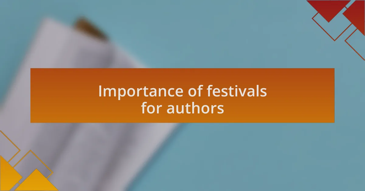 Importance of festivals for authors