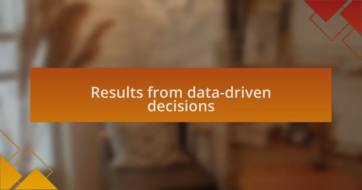 Results from data-driven decisions