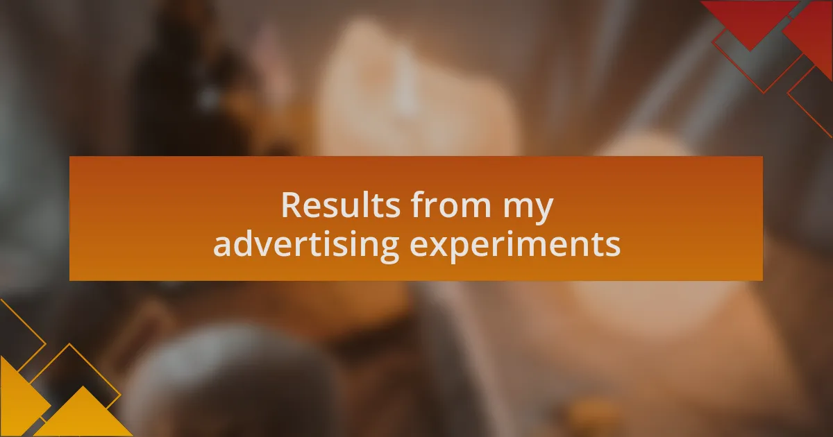 Results from my advertising experiments