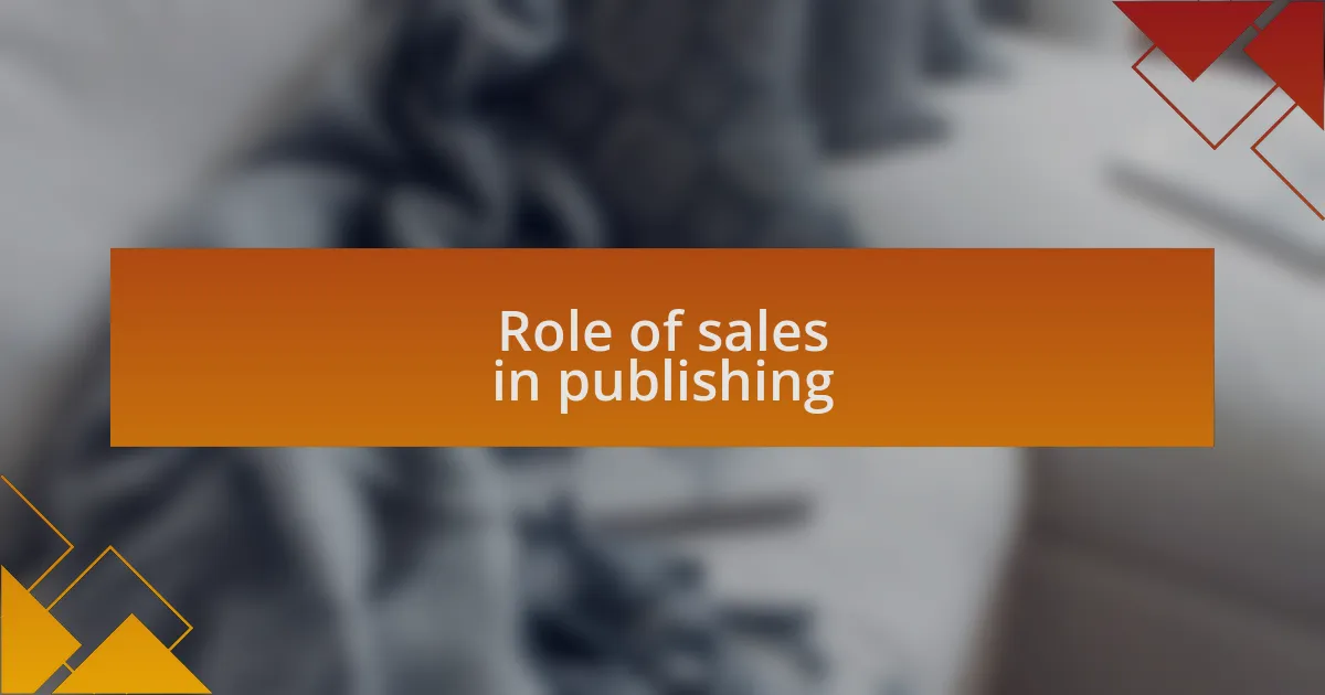Role of sales in publishing